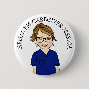 Hello, I'm Caregiver Add Name 2 Inch Round Button