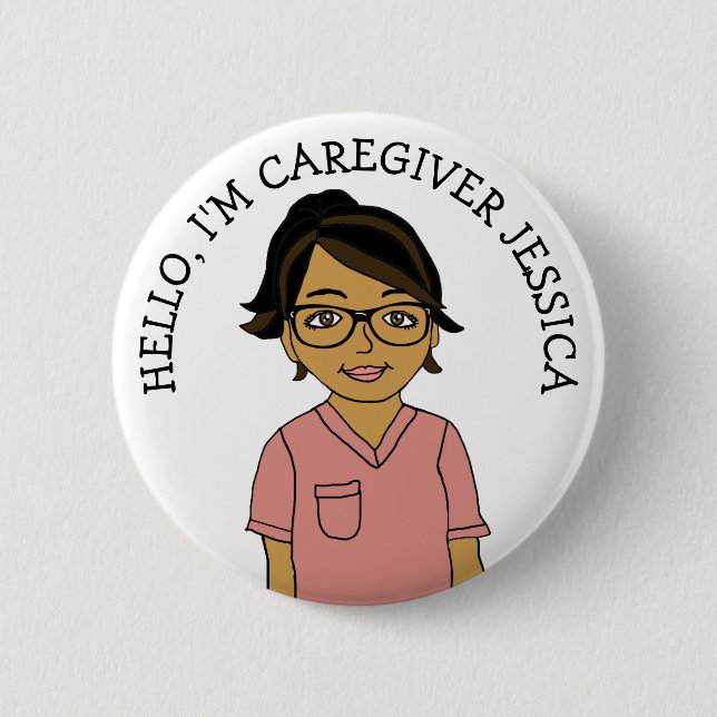 Hello, I'm Caregiver Add Name 2 Inch Round Button (Front)