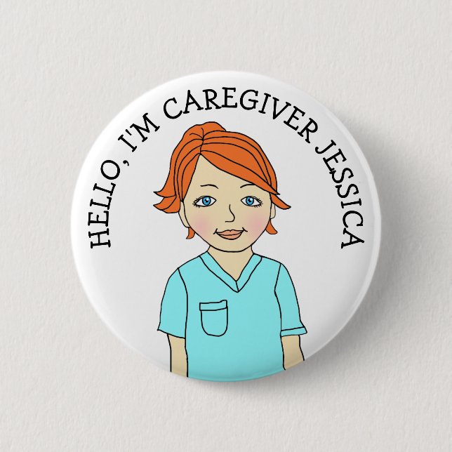 Hello, I'm Caregiver Add Name 2 Inch Round Button (Front)