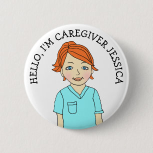 Hello, I'm Caregiver Add Name 2 Inch Round Button