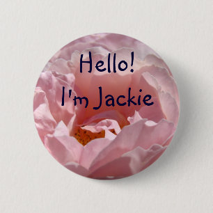 Hello I'm Jackie! buttons Hi Welcome Pink Rose