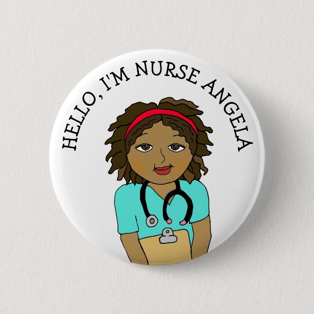 Hello, I'm Nurse Add Name 2 Inch Round Button (Front)