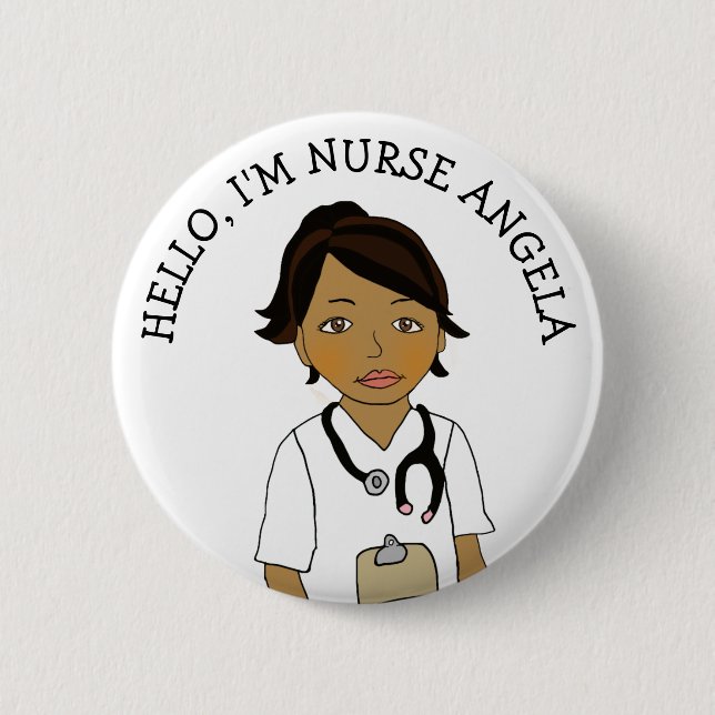 Hello, I'm Nurse Add Name 2 Inch Round Button (Front)