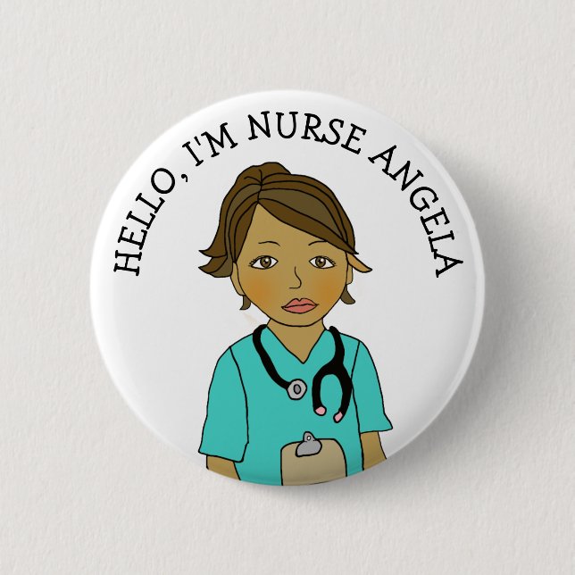 Hello, I'm Nurse Add Name 2 Inch Round Button (Front)