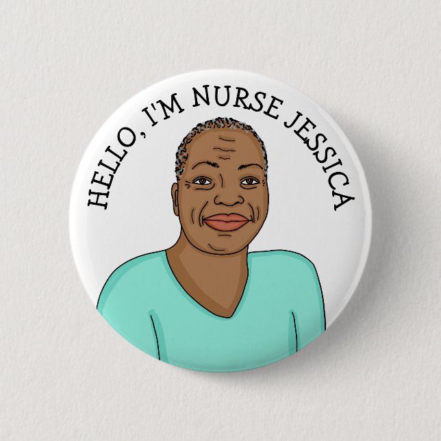 Hello, I'm Nurse Add Name 2 Inch Round Button (Front)