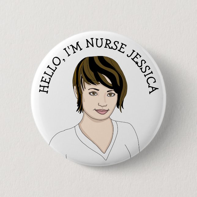 Hello, I'm Nurse Add Name 2 Inch Round Button (Front)