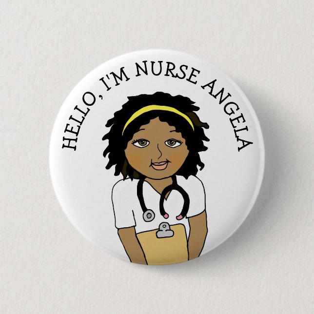 Hello, I'm Nurse Add Name 2 Inch Round Button (Front)