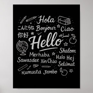Hello In Different Languages Travel Vacation Esl T Poster