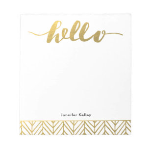 Hello in Gold, Personalized Notepad
