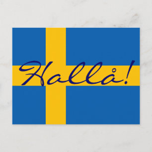 Hello in Swedish Hallå! Swedish Flag Postcard