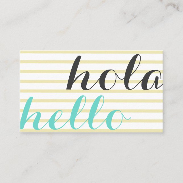 Hello, interpreter translator teacher languages business card (Front)