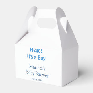 Hello ITS A BOY BABY SHOWER BLUE NAME DATE SIMPLE Favor Box