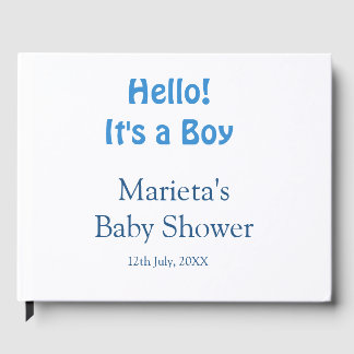 Hello ITS A BOY BABY SHOWER BLUE NAME DATE SIMPLE Guest Book
