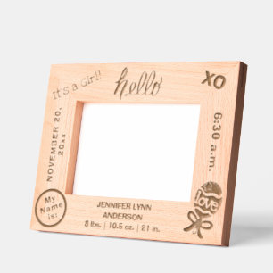 Hello It's A Girl Birth Stats 6 x 4, 7 x 5 Photo Etched Frames