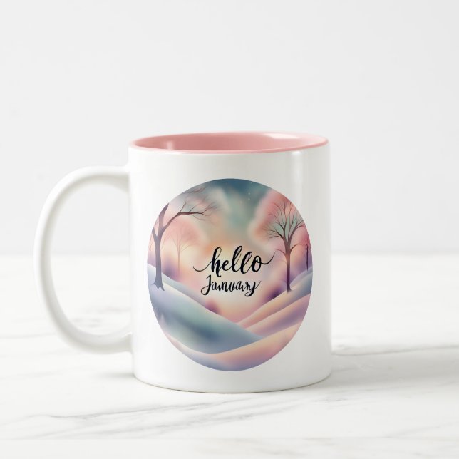 Hello January Two-Tone Coffee Mug (Left)