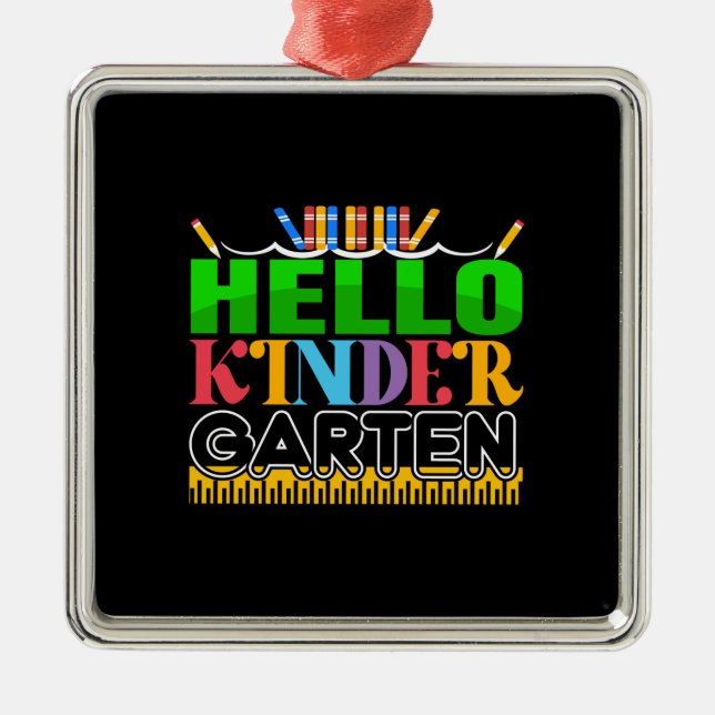 Hello Kinder Garten Metal Ornament (Front)