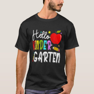 Hello Kindergarten Apple Pencil Happy First Day Of T-Shirt