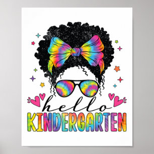 Hello Kindergarten Back To School Black Women Teac Poster