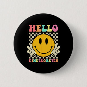 Hello Kindergarten Back To School Groovy Teacher S 2 Inch Round Button