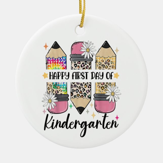 Hello Kindergarten Back To School Teacher Student Ceramic Ornament (Front)