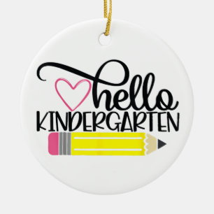 Hello Kindergarten Back To School Teacher Student  Ceramic Ornament