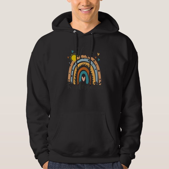 Hello Kindergarten  Boho Rainbow Back To School Hoodie (Front)