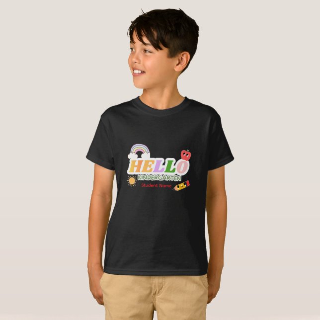 Hello Kindergarten Cute Back to School T-Shirt (Front Full)
