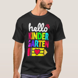 Hello Kindergarten Pencil Heart Back To School Tea T-Shirt