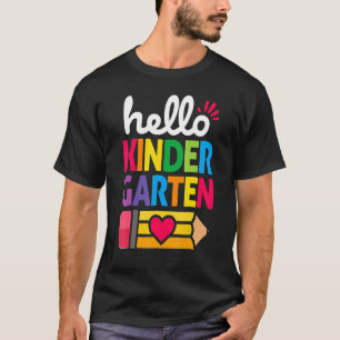 Hello Kindergarten Pencil Teacher And Student Back T-Shirt