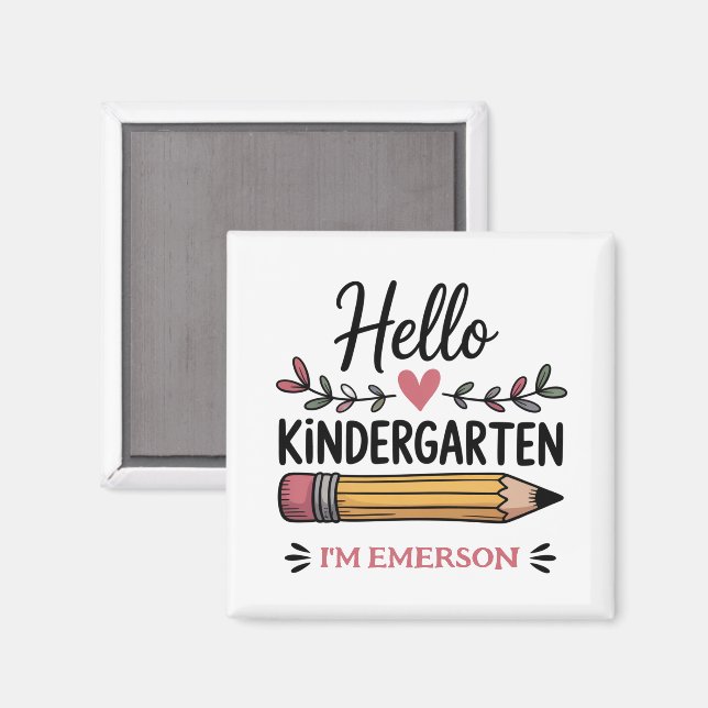 Hello Kindergarten Personalized Back To School Magnet (Front/Back)