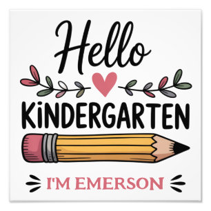 Hello Kindergarten Personalized Back To School Photo Print