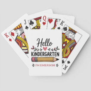 Hello Kindergarten Personalized Back To School Playing Cards