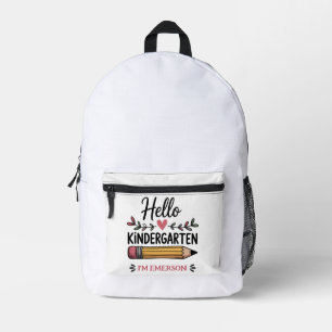 Hello Kindergarten Personalized Back To School Printed Backpack
