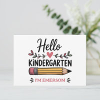 Hello Kindergarten Personalized Back To School