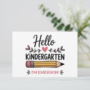 Hello Kindergarten Personalized Back To School Thank You Card