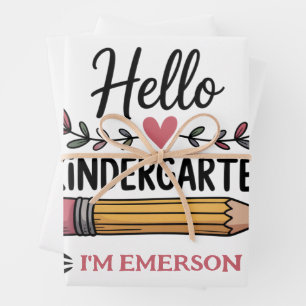 Hello Kindergarten Personalized Back To School Wrapping Paper Sheet