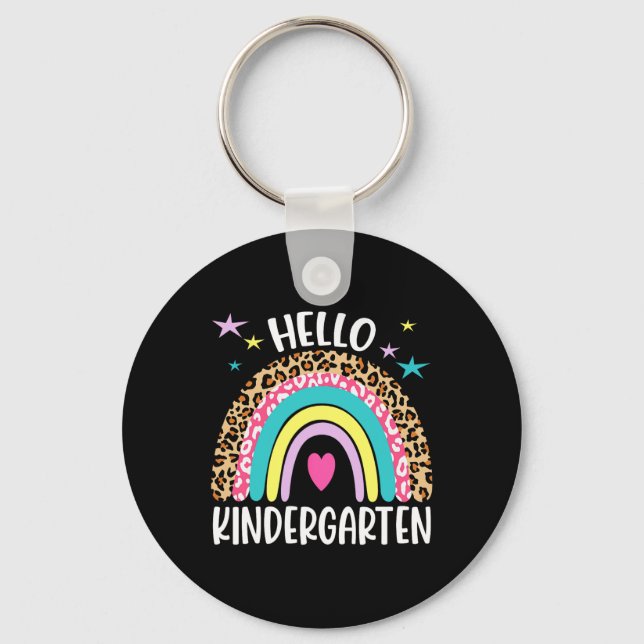 Hello Kindergarten Rainbow Back To School Teacher  Keychain (Front)
