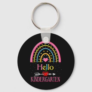 Hello Kindergarten Rainbow First Day Back To Schoo Keychain