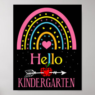 Hello Kindergarten Rainbow First Day Back To Schoo Poster