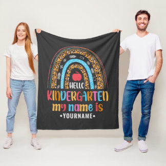 Hello Kindergarten Rainbow First Day of School Fleece Blanket