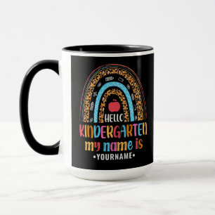 Hello Kindergarten Rainbow First Day of School Mug