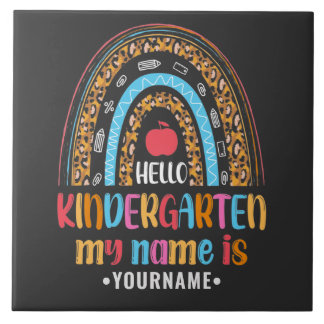 Hello Kindergarten Rainbow First Day of School Tile