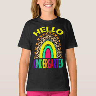 Hello Kindergarten Rainbow Leopard Back To School T-Shirt