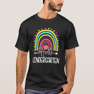 Hello Kindergarten Rainbow Teacher Kids Back To Sc T-Shirt