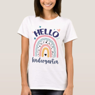 Hello Kindergarten Retro Rainbow for Teachers Girl T-Shirt