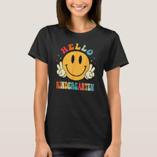 Hello Kindergarten Smile Face Team Kinder Back To  T-Shirt