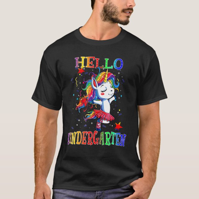 Hello Kindergarten Student Back To Shcool Unicorn  T-Shirt (Front)