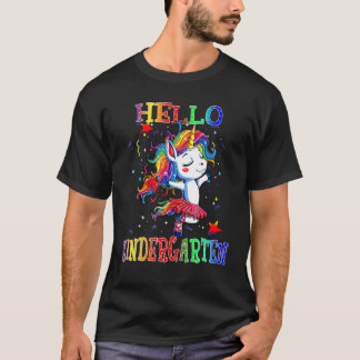 Hello Kindergarten Student Back To Shcool Unicorn T-Shirt
