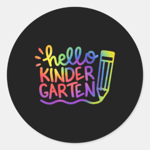 Hello Kindergarten Teacher Tie Dye Welcome Back To Classic Round Sticker
