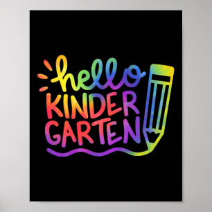 Hello Kindergarten Teacher Tie Dye Welcome Back To Poster